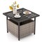 Heavy-Duty Outdoor PE Wicker Storage Table with Umbrella Hole and Rust-Resistant Steel Frame
